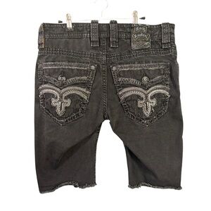 Rock Revival Distressed Black Denim Shorts – Men’s Sz 31